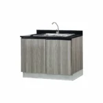 ตู้ครัวเมลามีนเปิด 2 บาน อ่างซิงค์หลุมคู่มีถังขยะ - Image 3