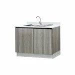 ตู้ครัวเมลามีนเปิด 2 บาน อ่างซิงค์หลุมคู่มีถังขยะ - Image 2