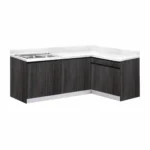 ตู้ครัวเข้ามุมเมลามีน อ่างซิงค์หลุมคู่มีถังขยะ