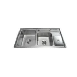 4 Panels Kitchen Cabinet with Double Bowl Sink with Trash Hole - Image 5