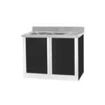 2 Panels Kitchen Cabinet and Double Bowl Sink with Trash Hole