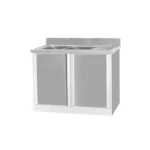 2 Panels Kitchen Cabinet and Double Bowl Sink with Trash Hole - Image 3