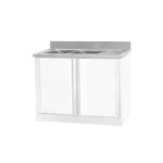 2 Panels Kitchen Cabinet and Double Bowl Sink with Trash Hole - Image 4