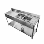 ชั้นอ่างซิงค์หลุมคู่ มีถังขยะ แบบมีที่พัก